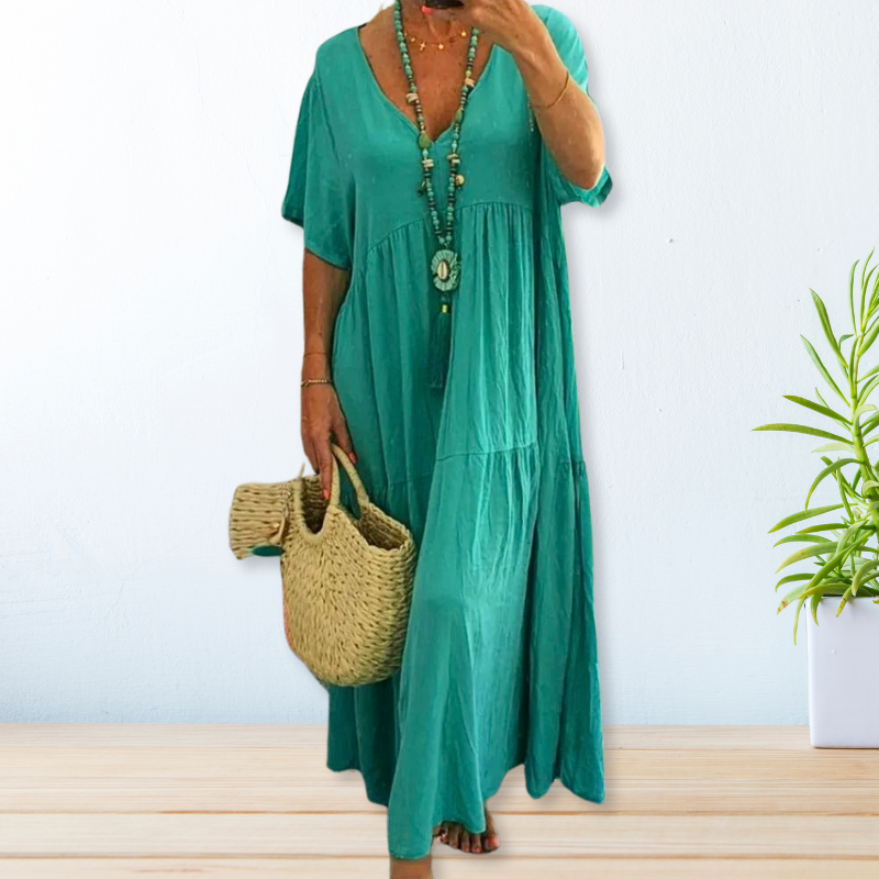 Stella™ Boho Cotton Linen Maxi Dress