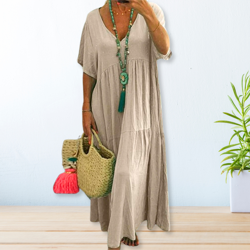 Stella™ Boho Cotton Linen Maxi Dress