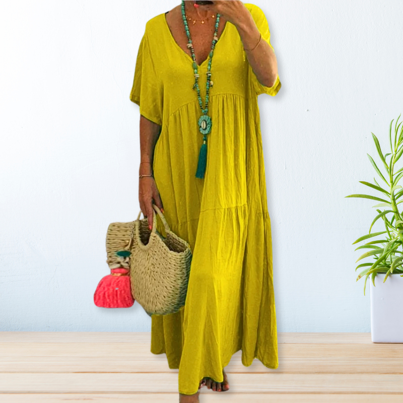 Stella™ Boho Cotton Linen Maxi Dress