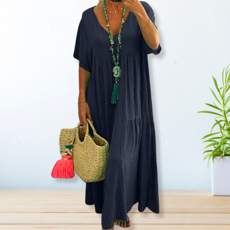 Stella™ Boho Cotton Linen Maxi Dress