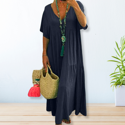 Stella™ Boho Cotton Linen Maxi Dress