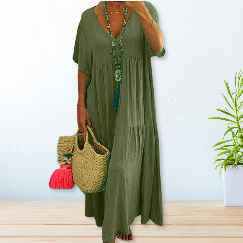 Stella™ Boho Cotton Linen Maxi Dress