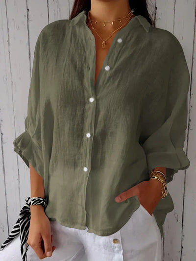 Lara™ Classic Linen Button-Up Shirt