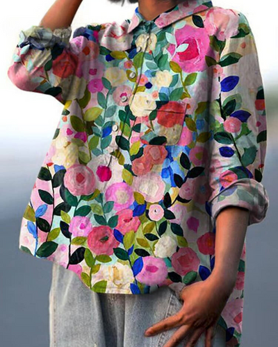 Daphne™ - Floral Button-Up Blouse