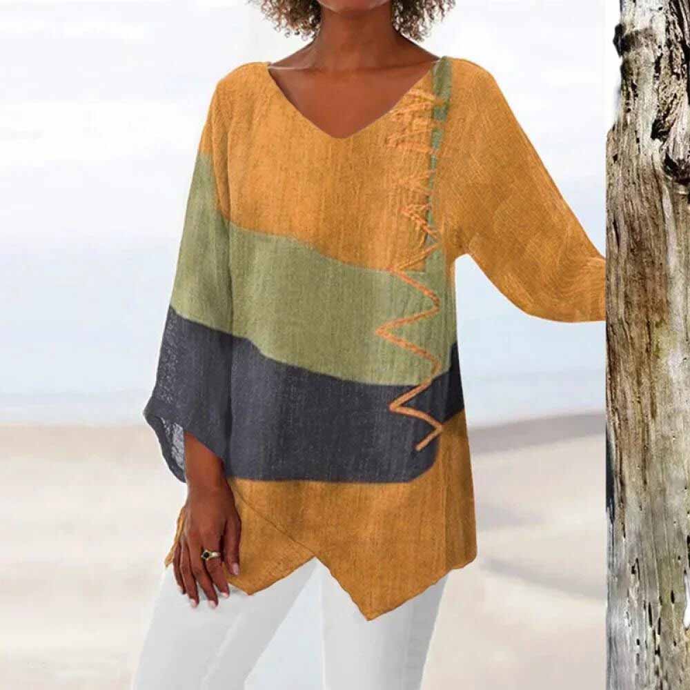 Olive™ Boho Cotton-Linen Blouse