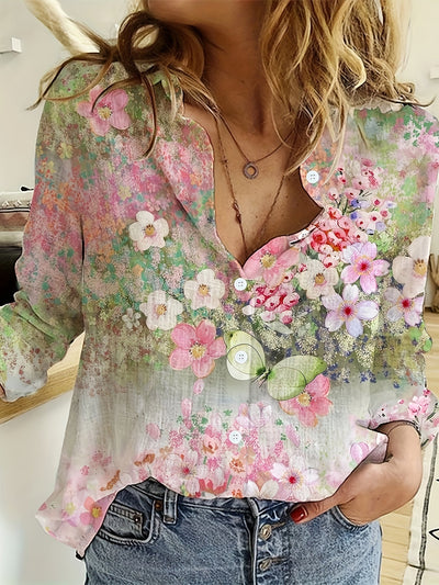 Blooming Elegance™ Floral Button-Up Blouse