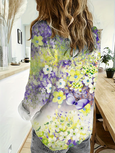 Blooming Elegance™ Floral Button-Up Blouse