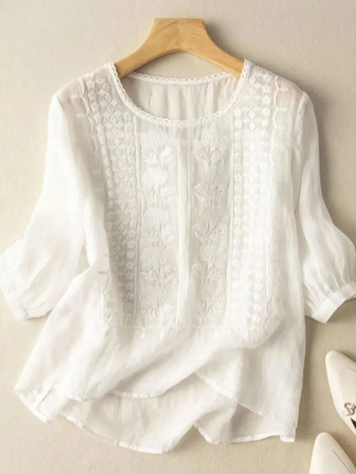 Amara™ Embroidered Linen Blouse