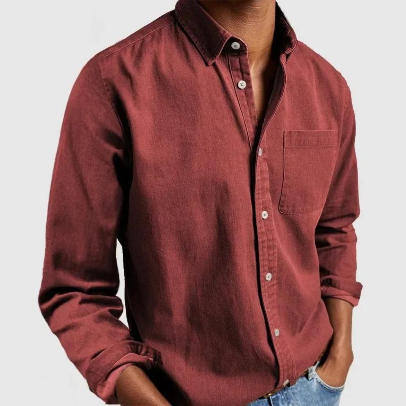 Ethan™ Classic Long-Sleeve Denim Shirt for Men