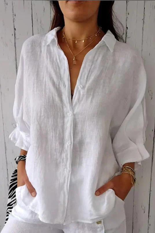 Lara™ Classic Linen Button-Up Shirt