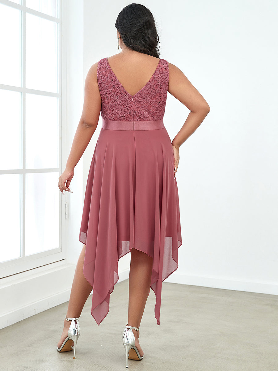 Leif™ | V-Neck A-Line Lace Chiffon Dress