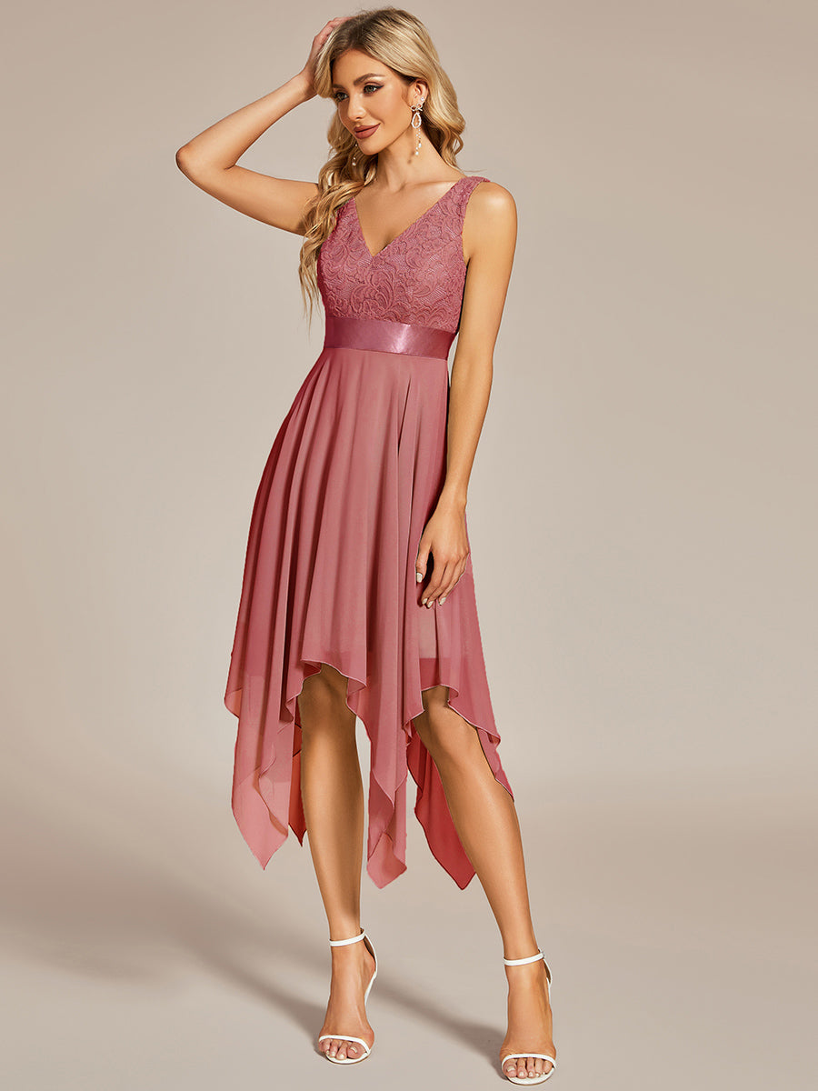 Leif™ | V-Neck A-Line Lace Chiffon Dress