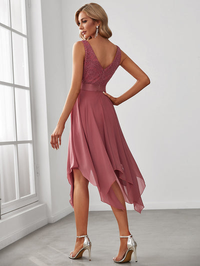 Leif™ | V-Neck A-Line Lace Chiffon Dress