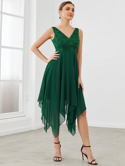 Leif™ | V-Neck A-Line Lace Chiffon Dress