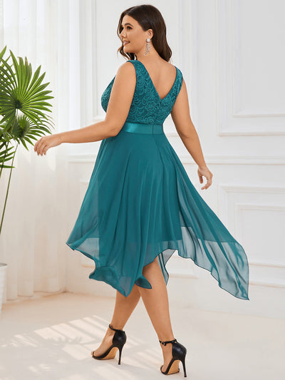 Leif™ | V-Neck A-Line Lace Chiffon Dress