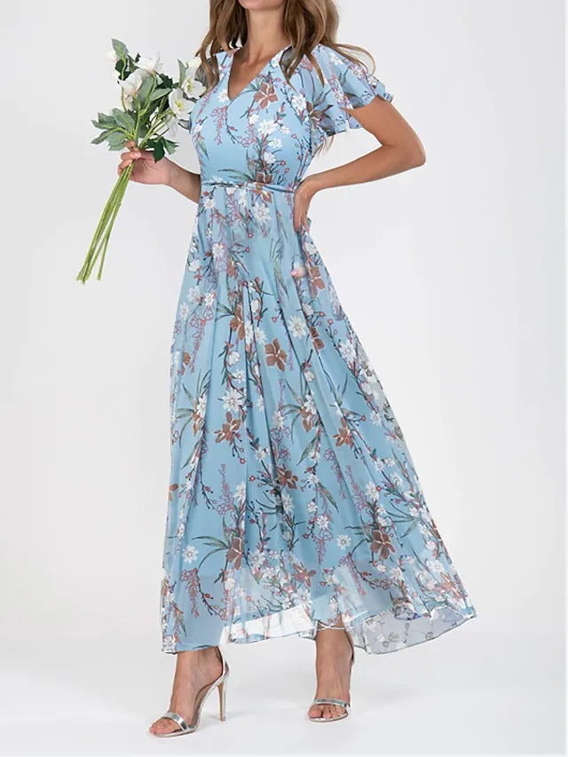 Celestia™ Chiffon Floral Long Dress