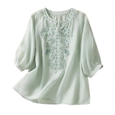 Maya™ Cotton Embroidered Boho Blouse