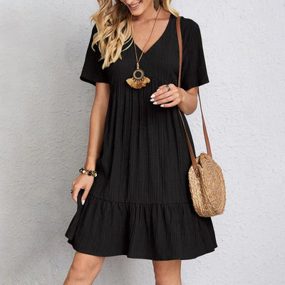 Lara™ Boho-Chic Ruffle Hem Dress