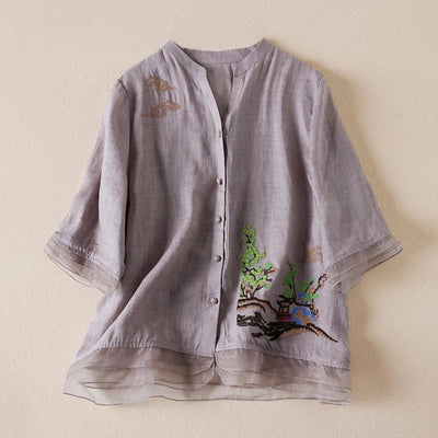 Thea™ Embroidered Linen Blouse