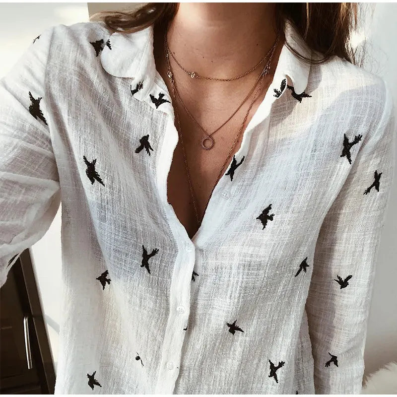 Phoebe™ Embroidered Button-Up Shirt