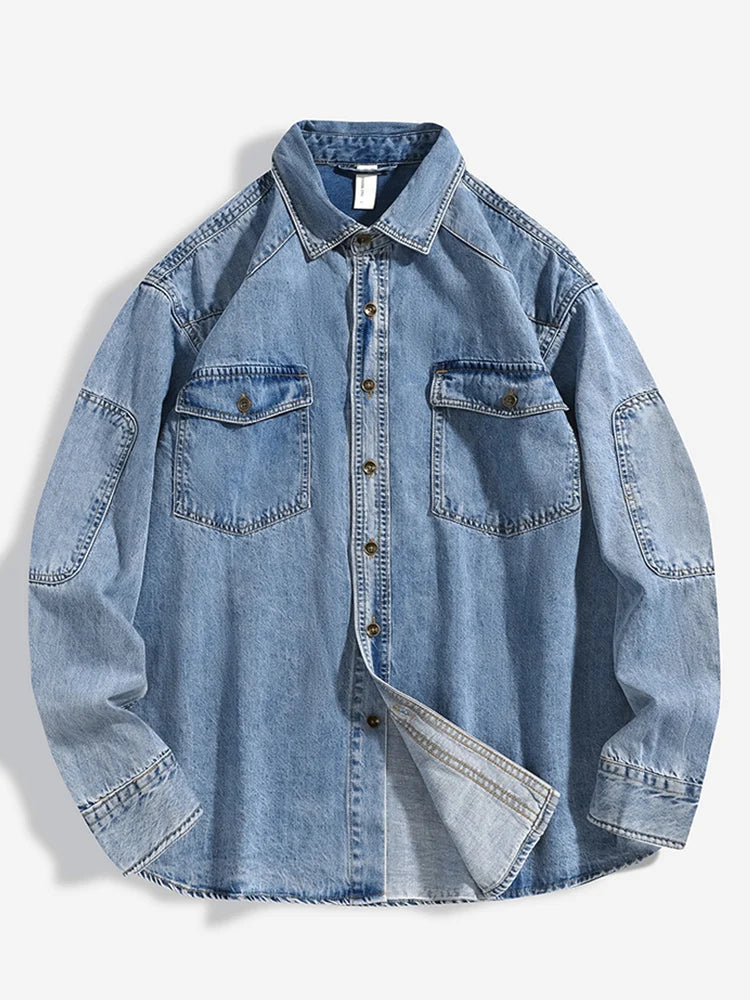 Drew™ - Vintage Denim Button-Up Shirt