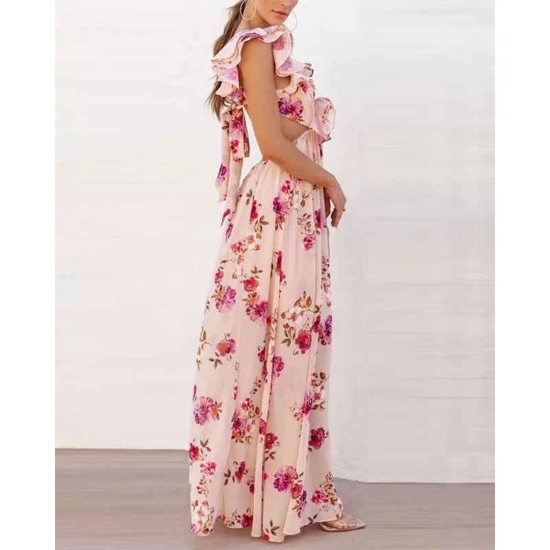 Pearl™ - Elegant Ruffled Floral Maxi Dress