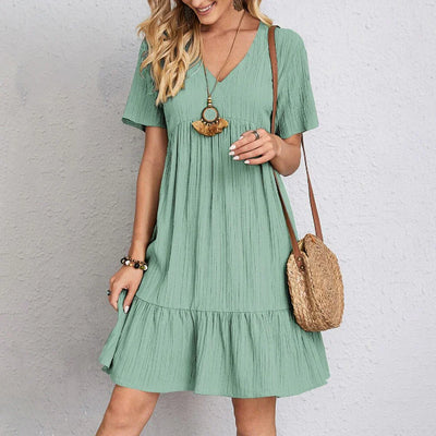 Lara™ Boho-Chic Ruffle Hem Dress