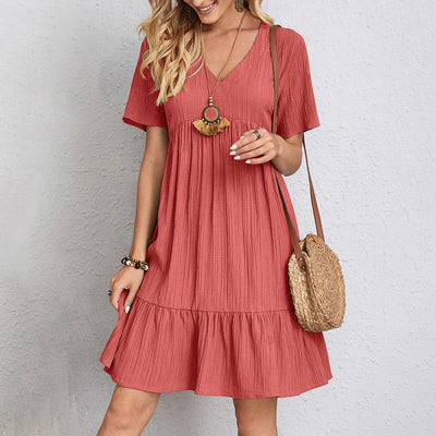 Lara™ Boho-Chic Ruffle Hem Dress