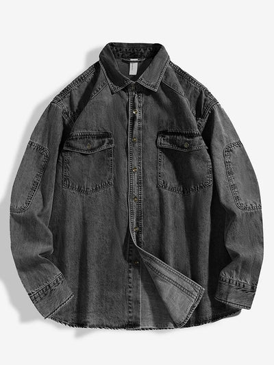 Drew™ - Vintage Denim Button-Up Shirt