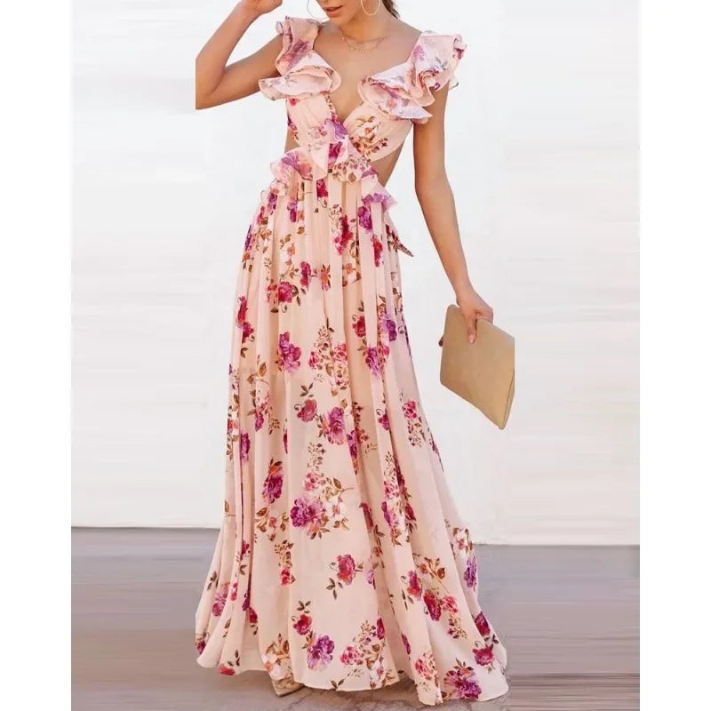 Pearl™ - Elegant Ruffled Floral Maxi Dress