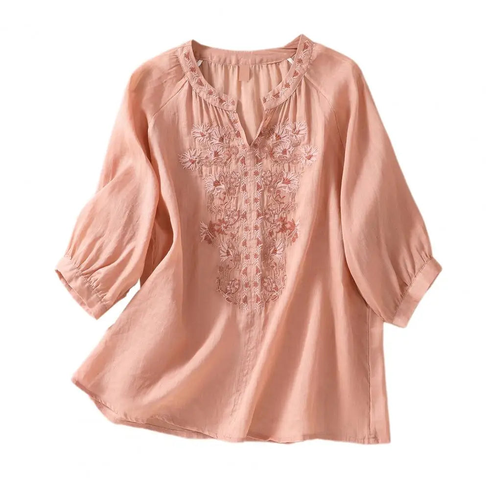 Maya™ Cotton Embroidered Boho Blouse