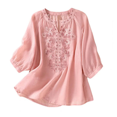 Maya™ Cotton Embroidered Boho Blouse