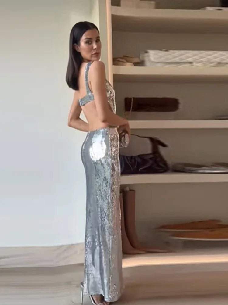 Kaida™  | Backless Glitter Long Dress