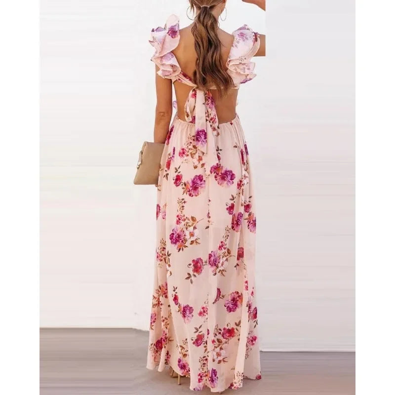 Pearl™ - Elegant Ruffled Floral Maxi Dress