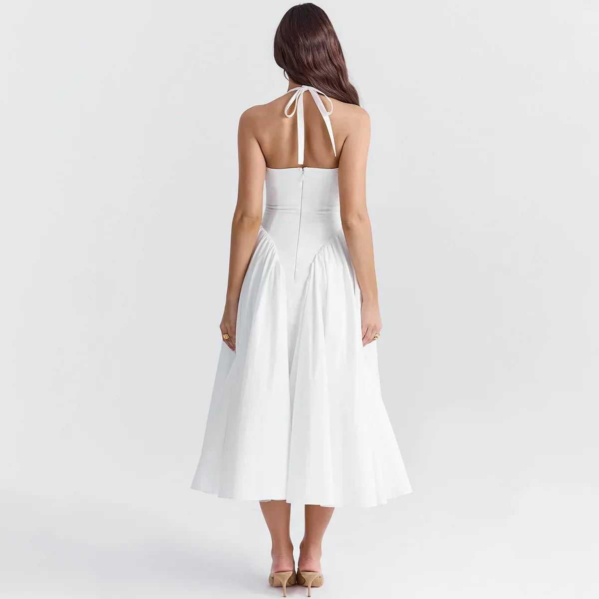 Caelin™ White Maxi Backless Dresses