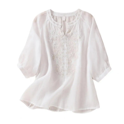 Maya™ Cotton Embroidered Boho Blouse