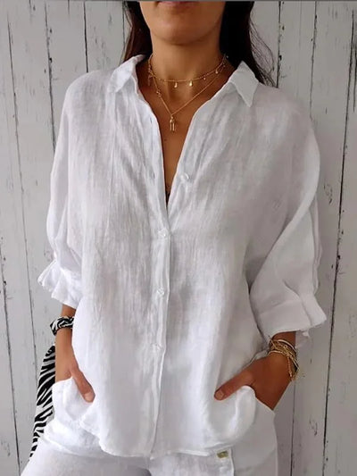 Lara™ Classic Linen Button-Up Shirt