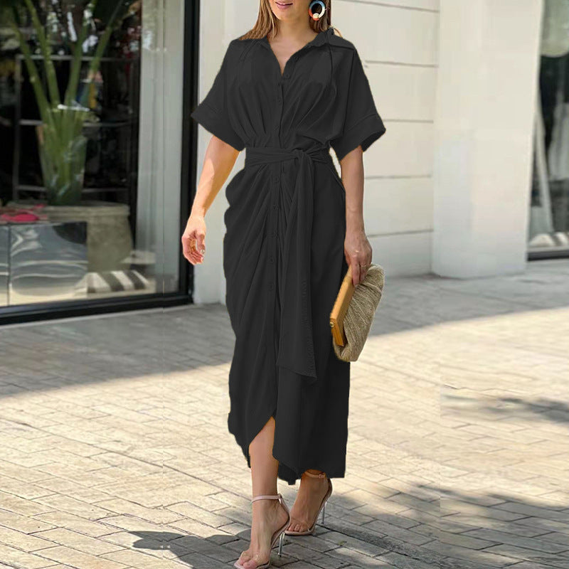 Agnes™ - Chic Button-Up Midi Dress