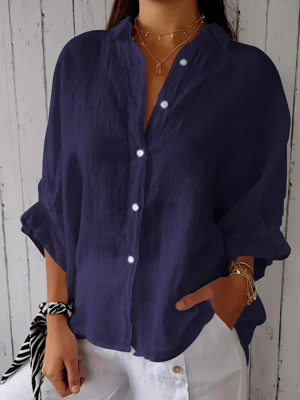 Lara™ Classic Linen Button-Up Shirt