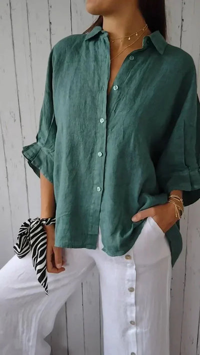 Evelyn™ - Classic Linen Button-Up Shirt