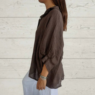 Lara™ Classic Linen Button-Up Shirt