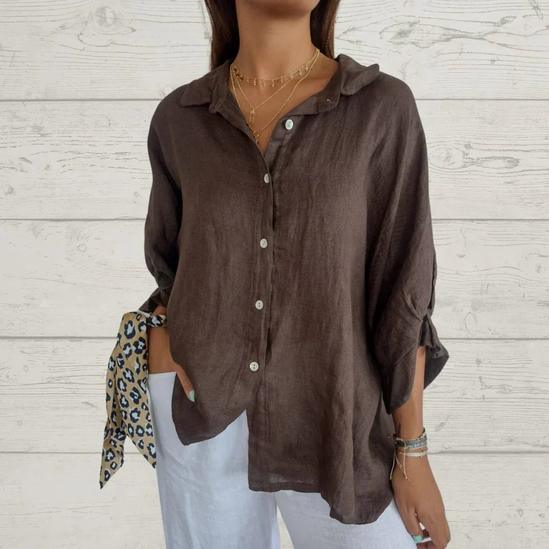 Evelyn™ - Classic Linen Button-Up Shirt