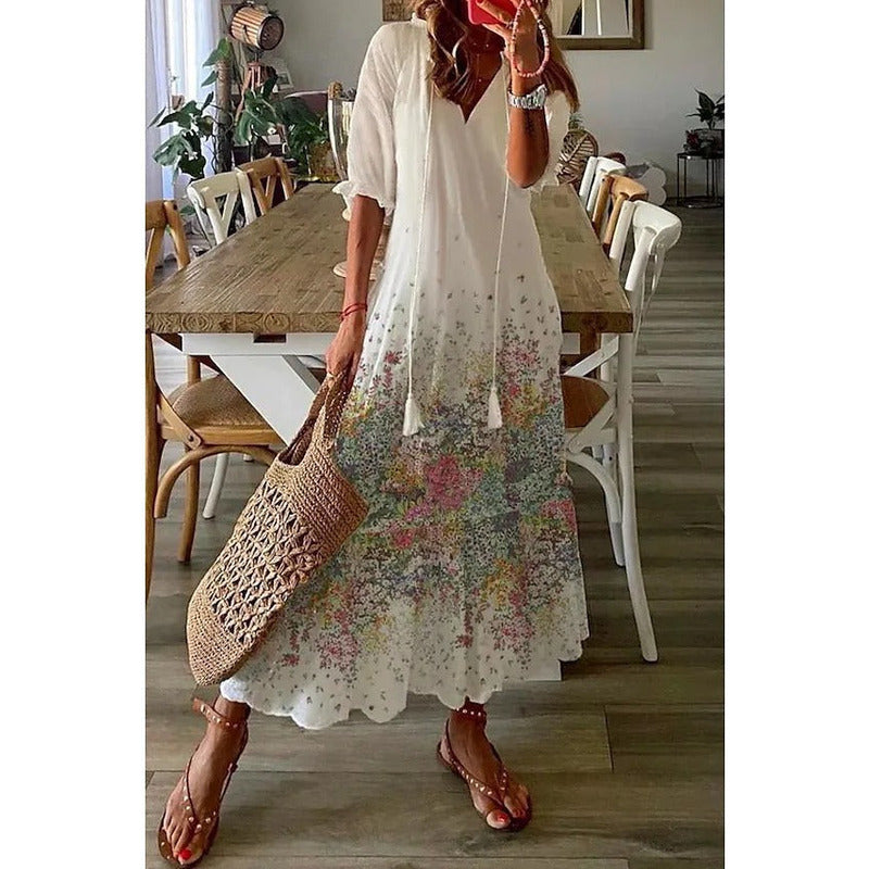 Isabella™ Floral Cotton-Linen Maxi Dress