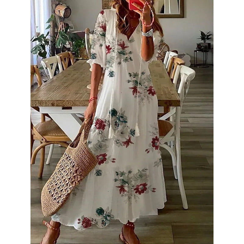 Isabella™ Floral Cotton-Linen Maxi Dress