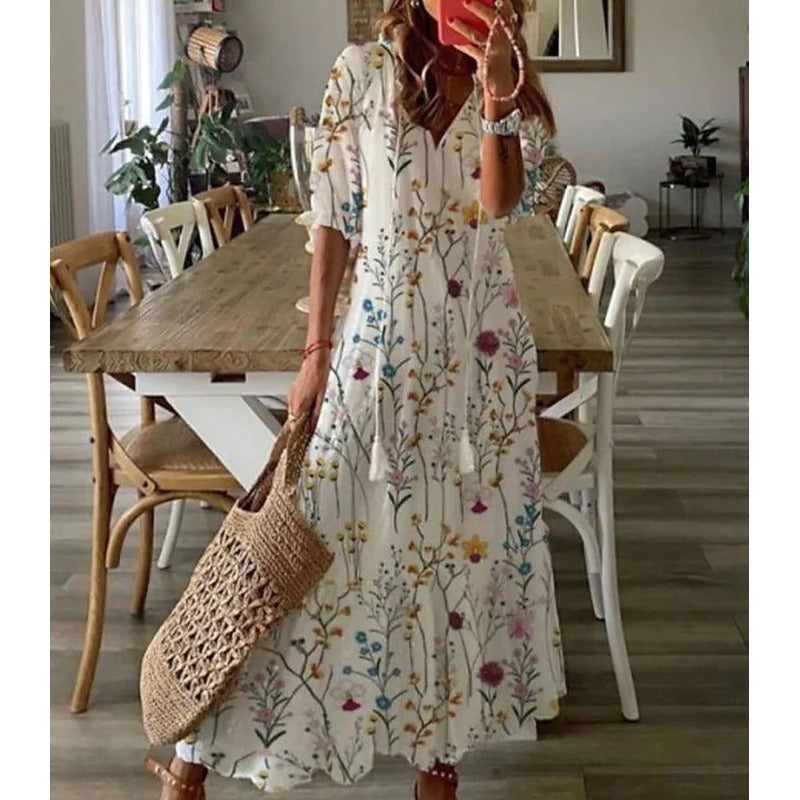 Isabella™ Floral Cotton-Linen Maxi Dress